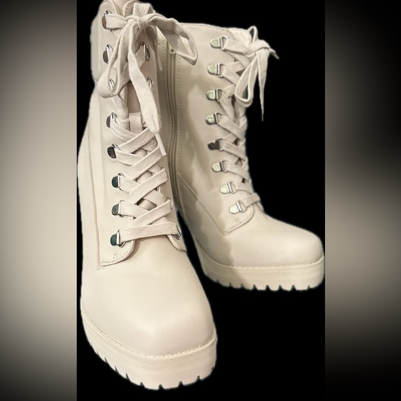 Steve Madden “Beso Bone Lea” chunky heel tan combat boot size 9.5 - Picture 4 of 7